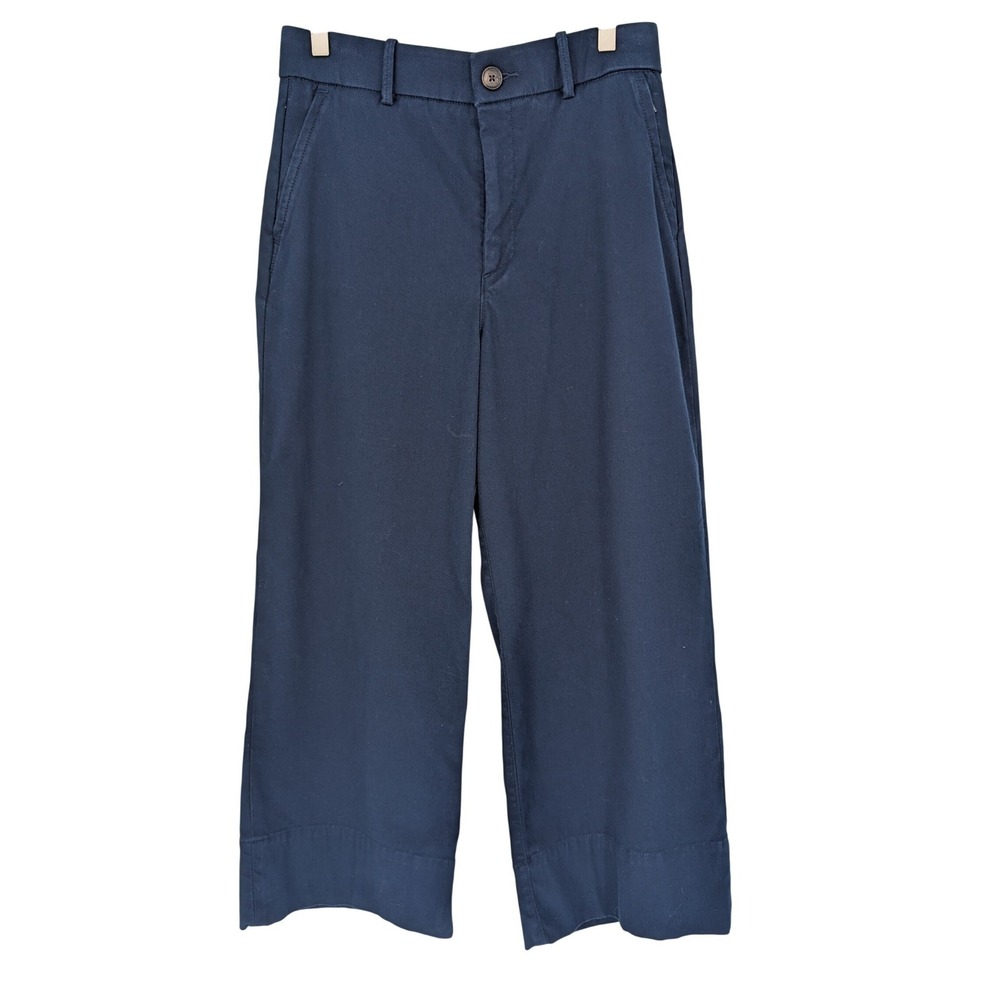 Spanx Supersmooth Stretch Twill Cropped Wide Leg Pant Navy Blue Medium Classic